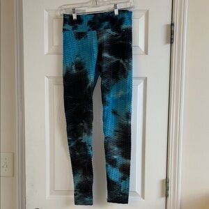 Blue and Black Tie-Dye Leggings